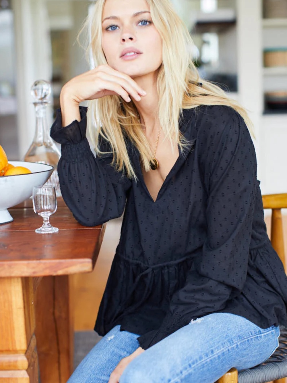 Emerson Fry Lucybella Black Peplum Top - XS/S - Picture 2 of 4